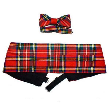 Picture of Royal Stewart Cummerbund Bow Tie Fine Lightweight Set 38"- 42"