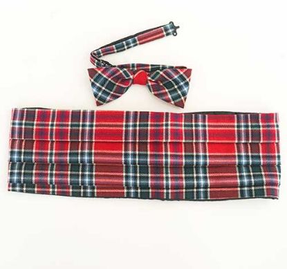 Picture of MacBean Tartan Cummerbund Bow Tie Set 40"-44"